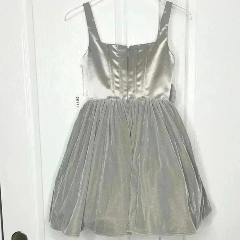 NWT STAUD Landscape Dress in silver corset bodice dress- Size 2 - Picture 7 of 16